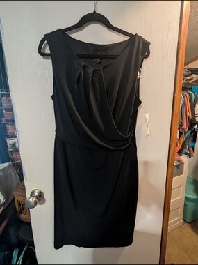 connected apparel Black Sleeveless Draped Midi Dress